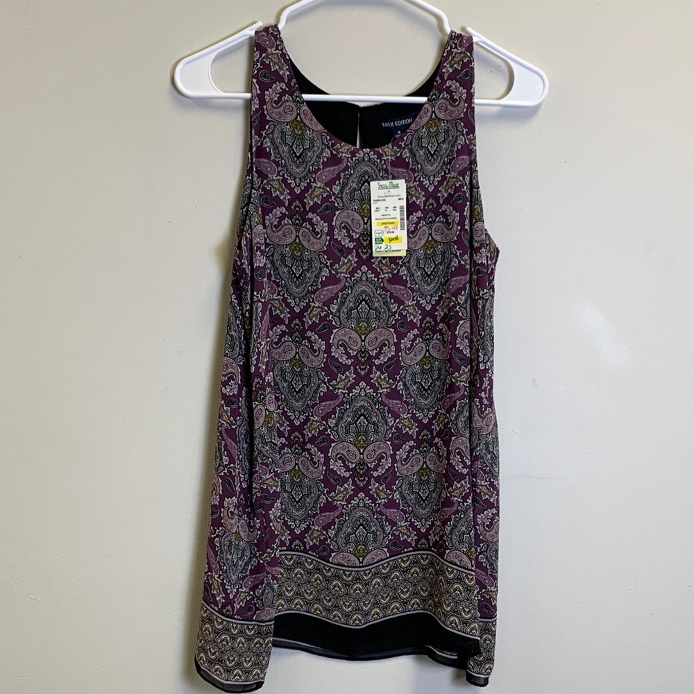 Max Edition Women's Purple and Black Patterned Tank Top